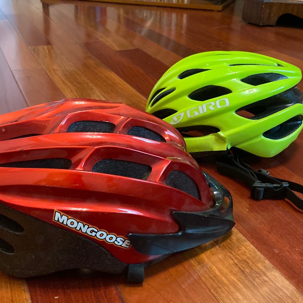 Women’s bike helmets. Mongoose , and Giro brands.  Lightly used